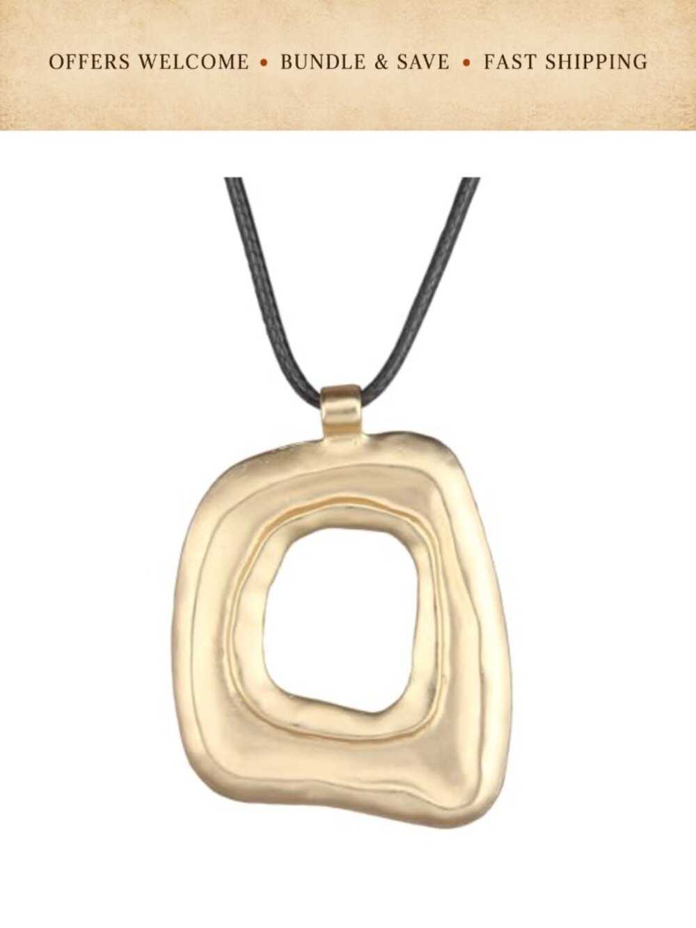 GelConnie Leather Necklace with Round Wooden Pendant Long Vintage Choker Women